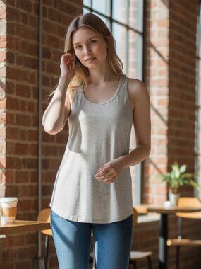 3-Pack Platinum Delta Apparel Women's Large Oatmeal Heather Flowy Tank Top